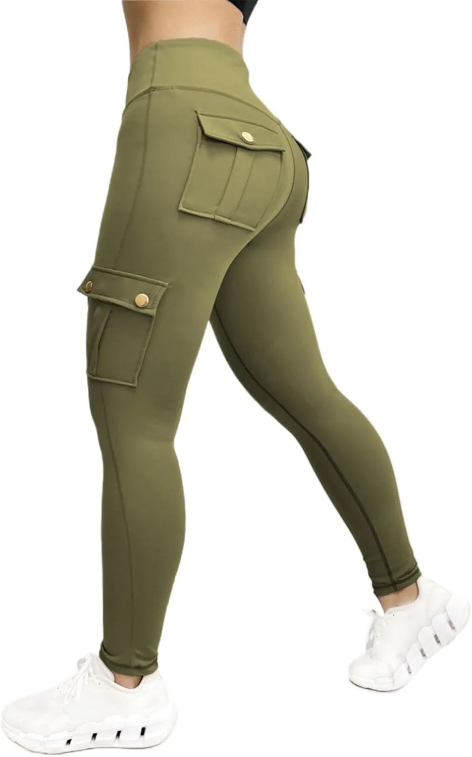 Womens Yoga Pants with Pockets High Waist Long Flare Leggings Classic Fit Jeans Multi Pockets Cargo Pants