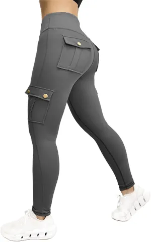 Womens Yoga Pants with Pockets High Waist Long Flare Leggings Classic Fit Jeans Multi Pockets Cargo Pants