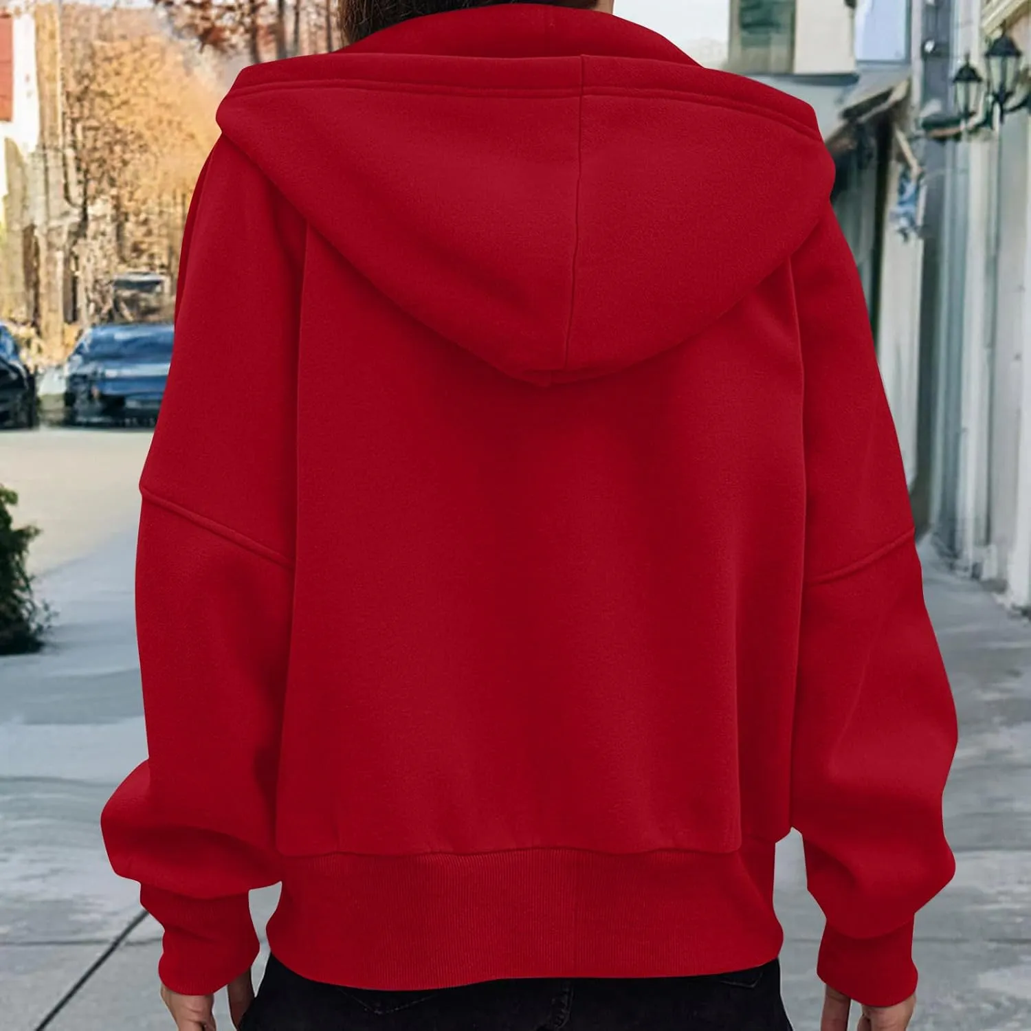 Women's Zip Up Hoodie 2024 Fall Fashion Oversized Sweatshirt Casual Long Sleeve Loose Athletic Jacket with Pockets