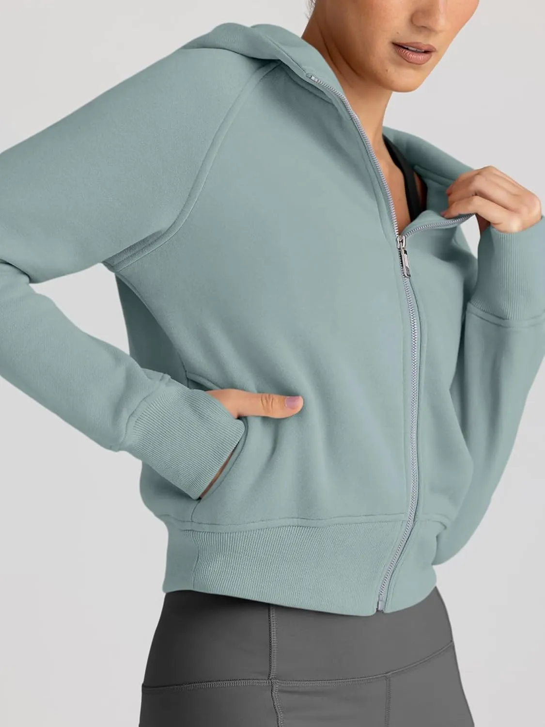 Womens Zip Up Hoodies Jackets Cropped Sweatshirts Fleece Fall Outfits Casual Comfy Y2k Tops Winter Clothes 2024