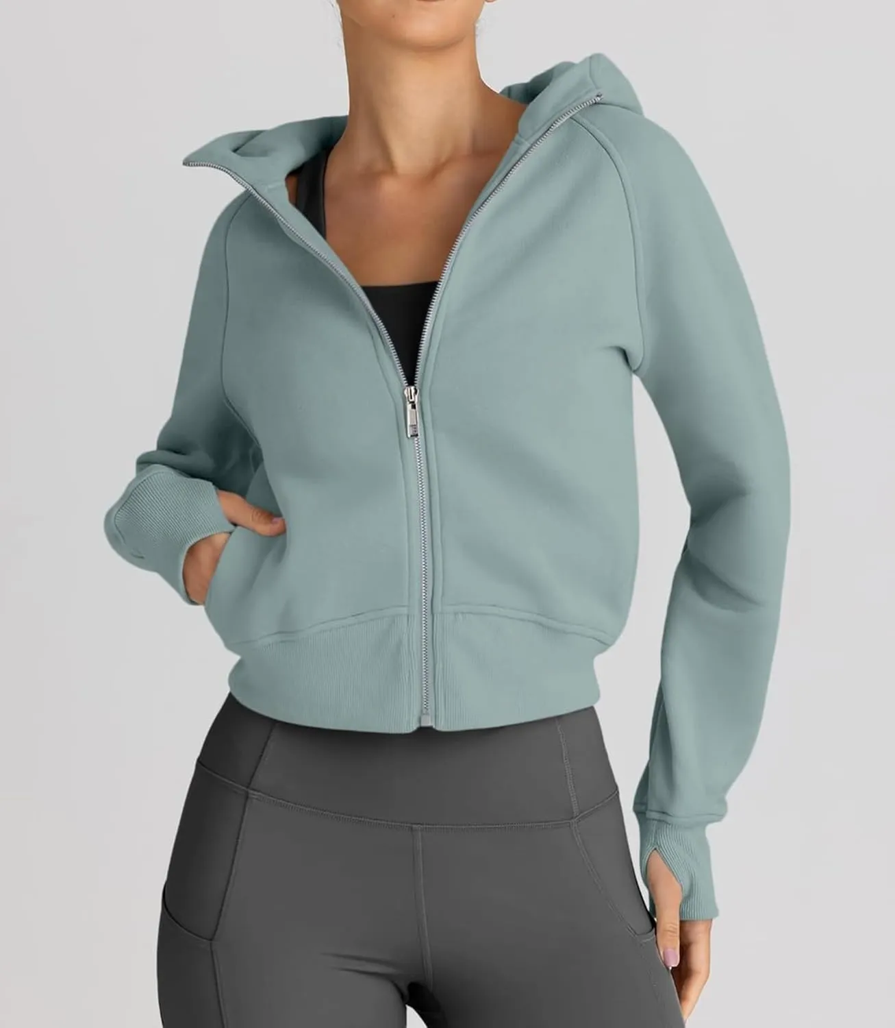 Womens Zip Up Hoodies Jackets Cropped Sweatshirts Fleece Fall Outfits Casual Comfy Y2k Tops Winter Clothes 2024