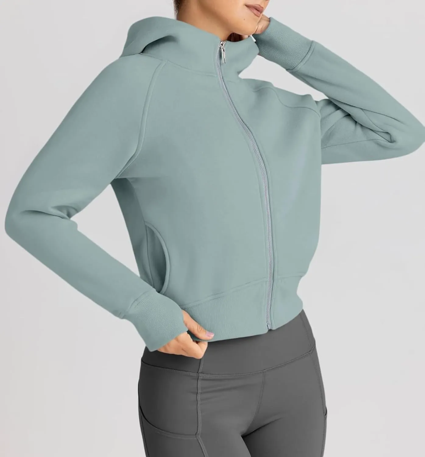 Womens Zip Up Hoodies Jackets Cropped Sweatshirts Fleece Fall Outfits Casual Comfy Y2k Tops Winter Clothes 2024