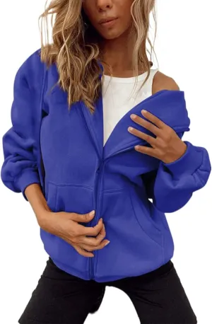Womens Zip Up Hoodies Long Sleeve Sweatshirts Cute Fall Outfits Oversized Sweaters Casual Fashion Fleece Jackets