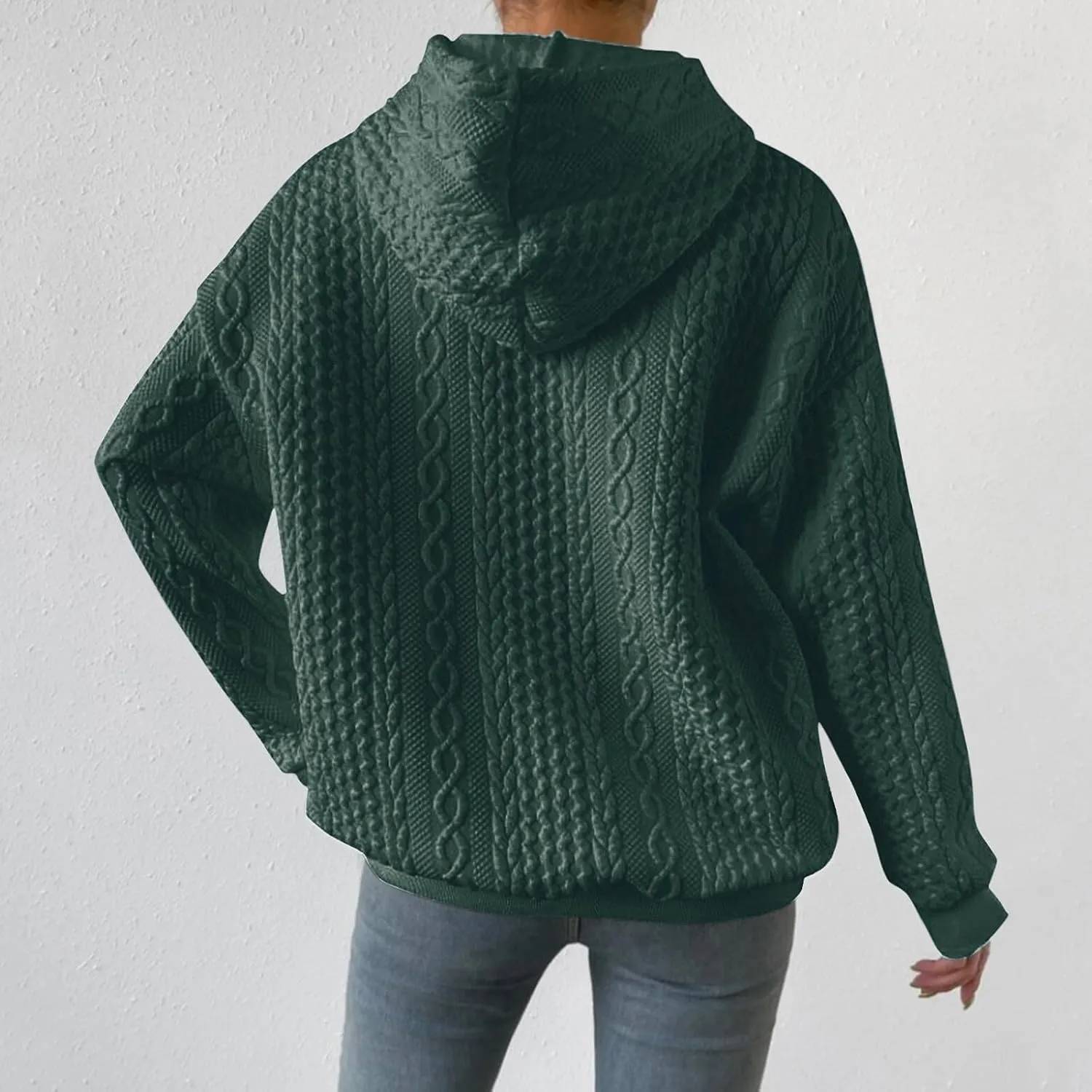 Womens Zip Up Hoodies Long Sleeve Women Winter Warm Fashion Long Sleeve Loose Solid Color Hooded Zipper Pocket