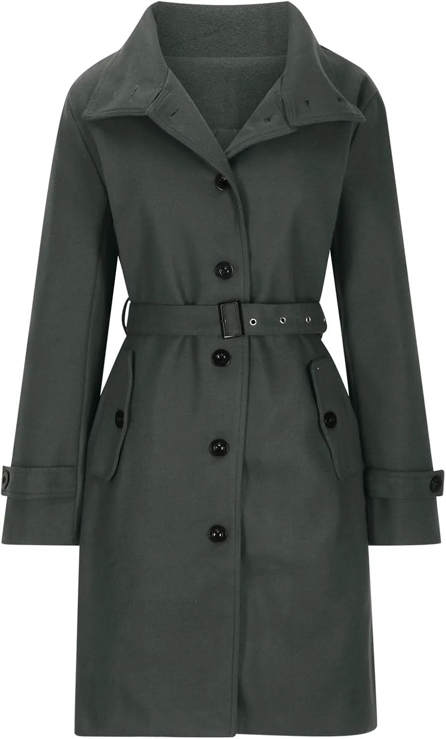 Wool Jacket Women Winter Wool Blend Camel Mid Coat Notch Single-Breasted Lapel Jacket Outwear Stand Collar Pea Coats