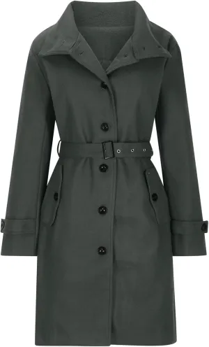 Wool Jacket Women Winter Wool Blend Camel Mid Coat Notch Single-Breasted Lapel Jacket Outwear Stand Collar Pea Coats