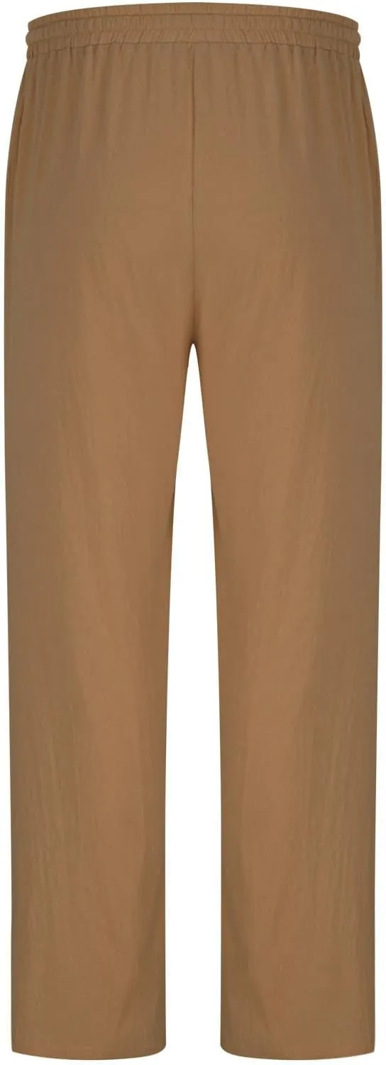 Work Pants for Men Relaxed Fit Athletic Casual Pants Open Bottom Comfy Elastic Waist Drawstring Pants with Pockets