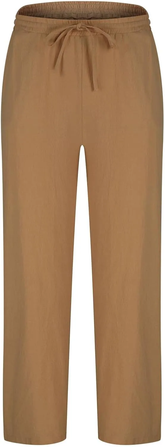 Work Pants for Men Relaxed Fit Athletic Casual Pants Open Bottom Comfy Elastic Waist Drawstring Pants with Pockets