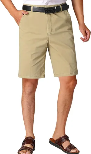 Xiaojmake Men's Golf Dress Shorts Comfy Cotton Twill Shorts Stretch Lightweight Flat Front Casual Work Shorts with Pockets