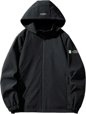 Xiaojmake Rain Jackets for Mens Boys Waterproof Raincoat Windbreaker Casual Hiking Hooded Jacket Plus Size Bomber Jackets