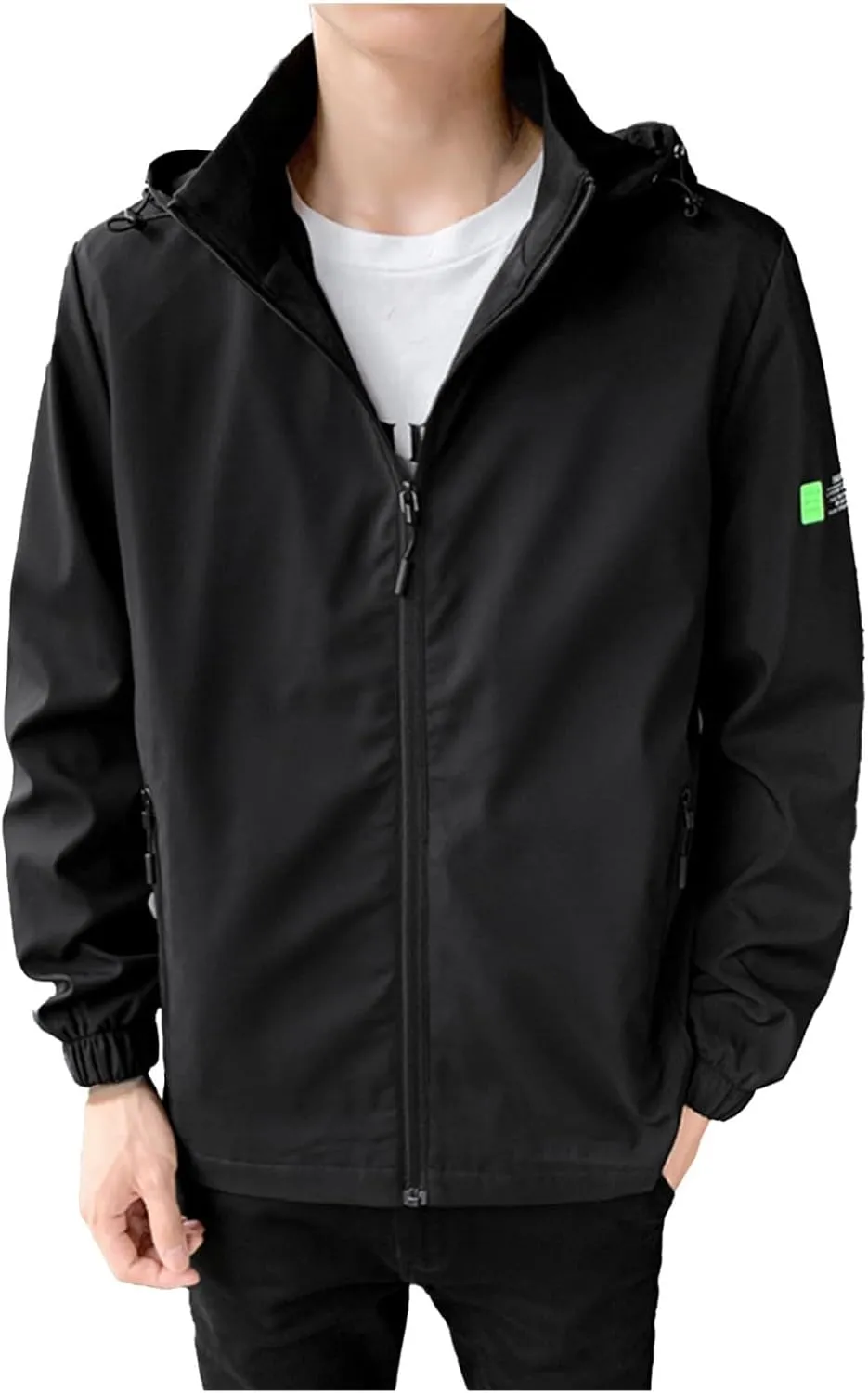 Xiaojmake Rain Jackets for Mens Boys Waterproof Raincoat Windbreaker Casual Hiking Hooded Jacket Plus Size Bomber Jackets
