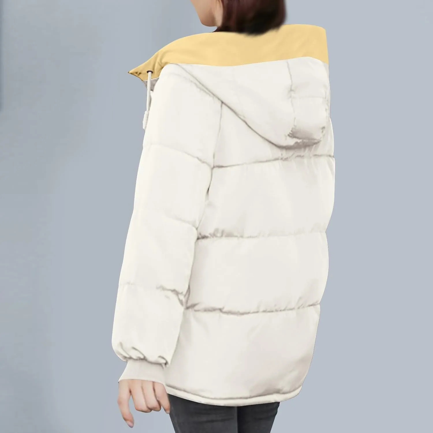 XUNRYAN Puffer Jackets Women Winter Warm Down Coat Hooded Zip Up Jacket Casual Thick Overcoat Anorak Parka Loose Outerwear