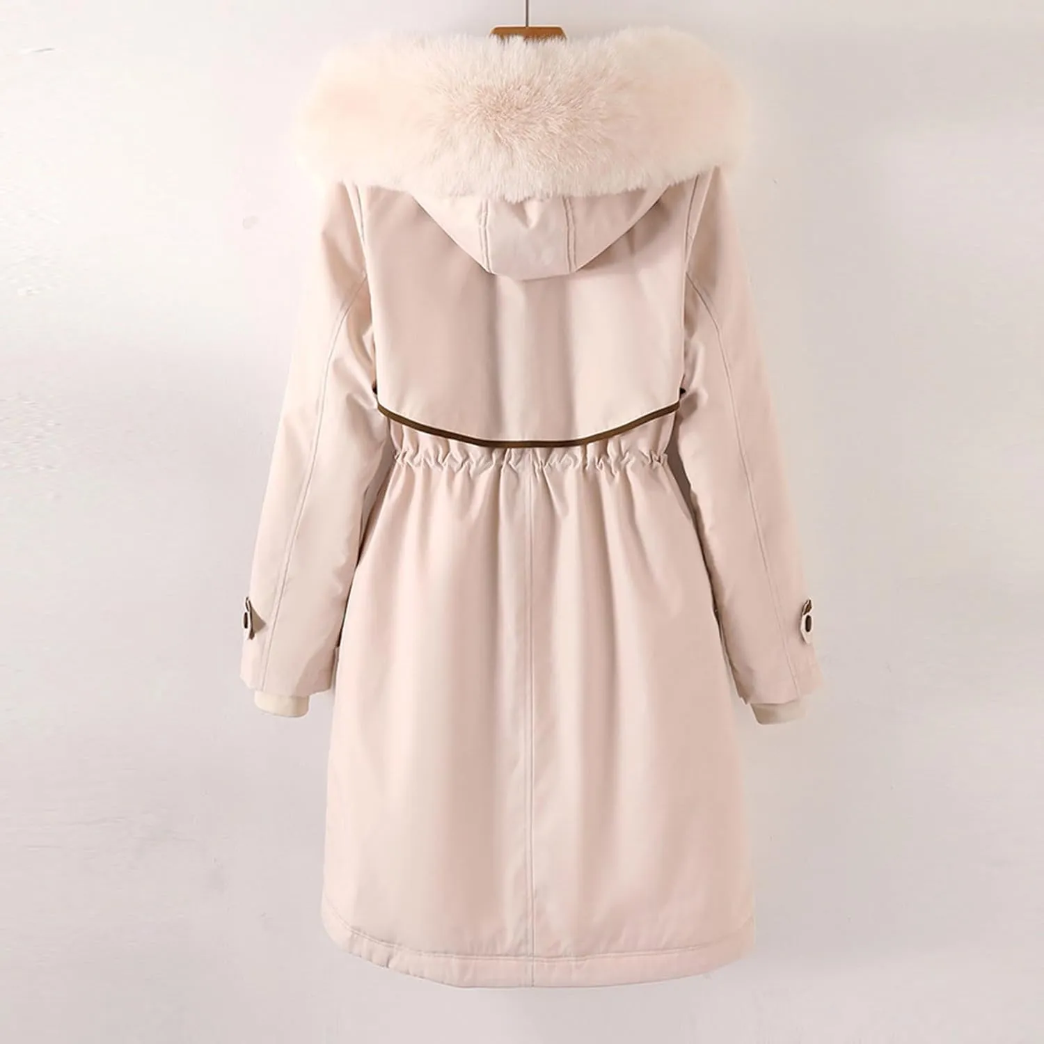XUNRYAN Winter Warm Down Coat Women Hooded Faux-Fur Thicken Long Puffer Jackets Cargo Overcoat Anorak Parka Outerwear
