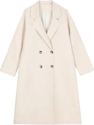 XUNRYAN Womens Classic Trench Coat Long Wool-Blend Blazer Jackets Trendy Cardigan Casual Button Double-Breasted Peacoat