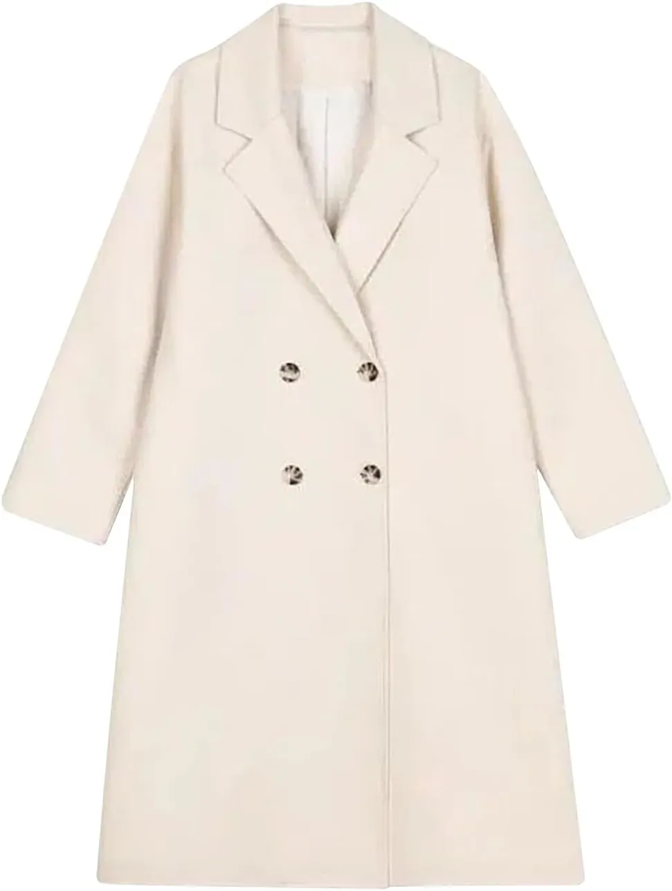 XUNRYAN Womens Classic Trench Coat Long Wool-Blend Blazer Jackets Trendy Cardigan Casual Button Double-Breasted Peacoat