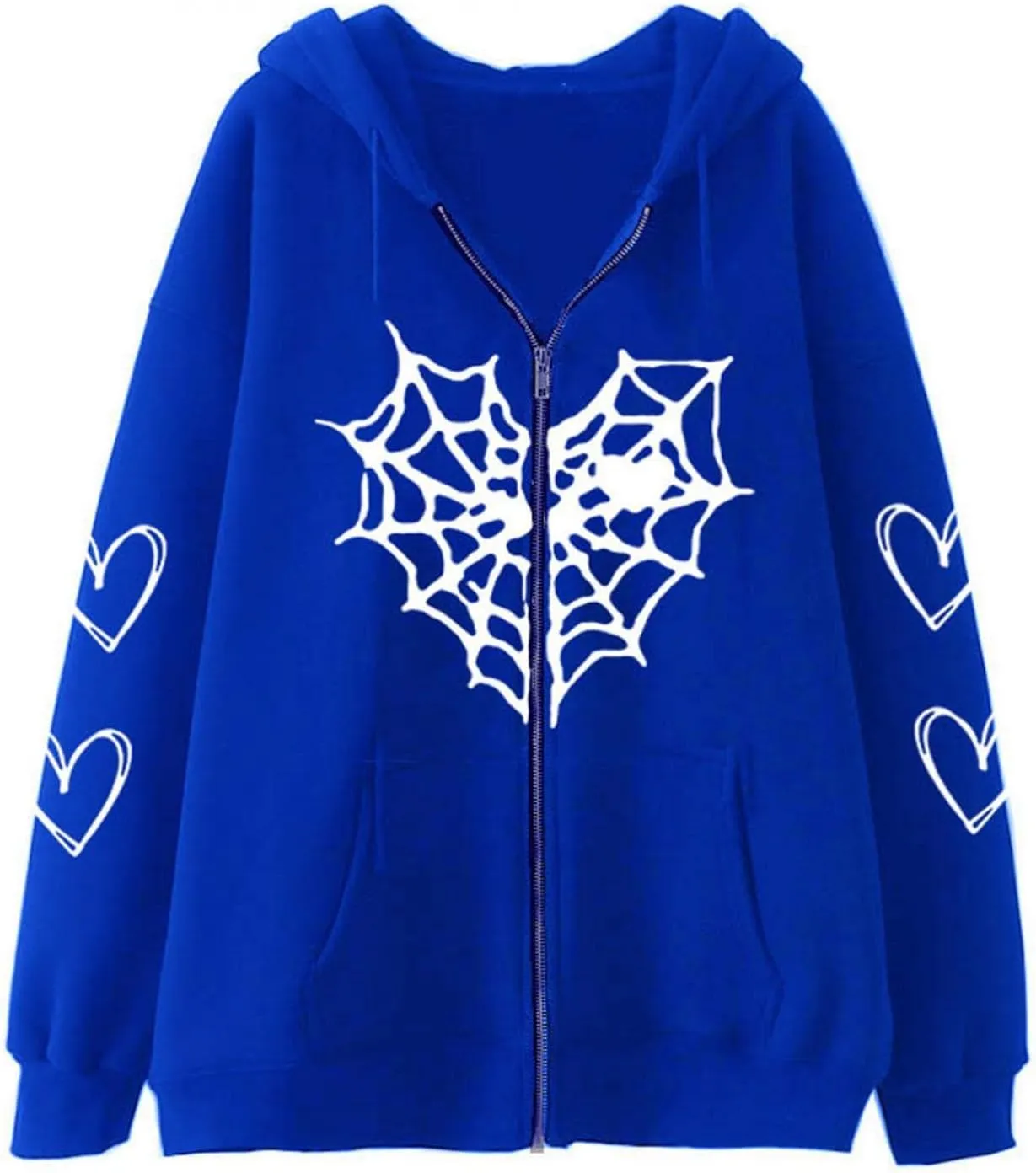 Y2K Hoodies for Women Pullover Print Graphic Pockets Hooded Jacket 90s Long Sleeve Sweatshirt Fall Drop Shoulder with Hood
