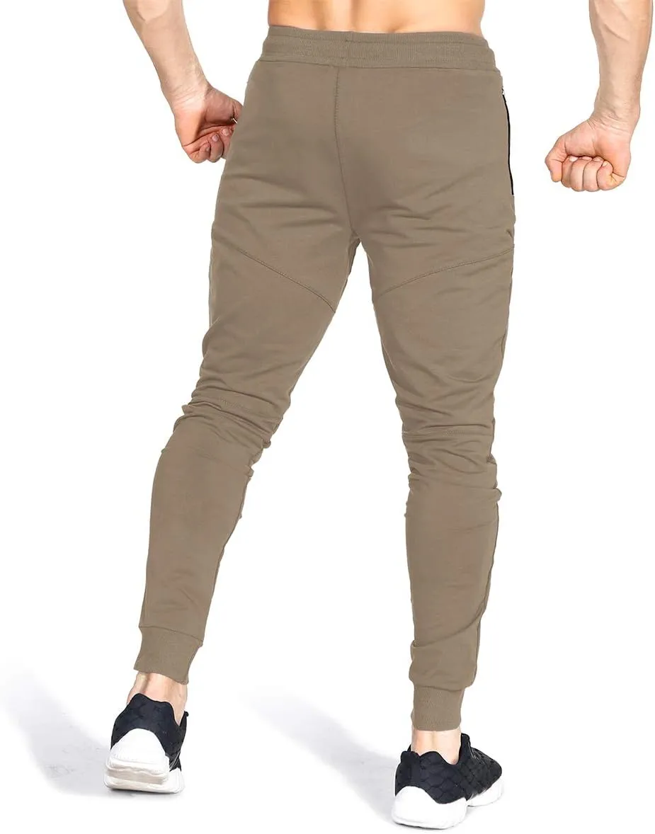 ZENWILL Mens Tapered Workout Running Pants,Gym Jogger Training Sweatpants Slim Fit with Zip Pockets