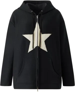 Zip Up Hoodie Women Long Sleeve Drawstraing Oversized Casual Sweatshirts Trendy Graphic Design Sweatshirt