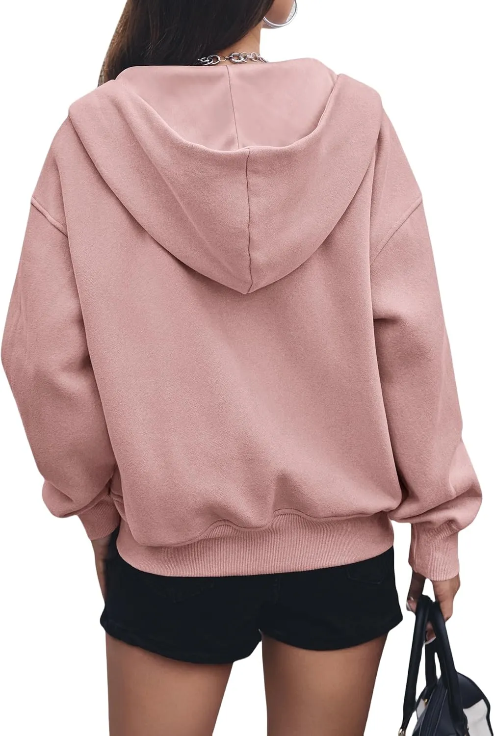Zip Up Hoodie Women Long Sleeve Sweatshirt Casual Fleece Jackets Loose Cropped Jackets with Pockets Fall Outfits