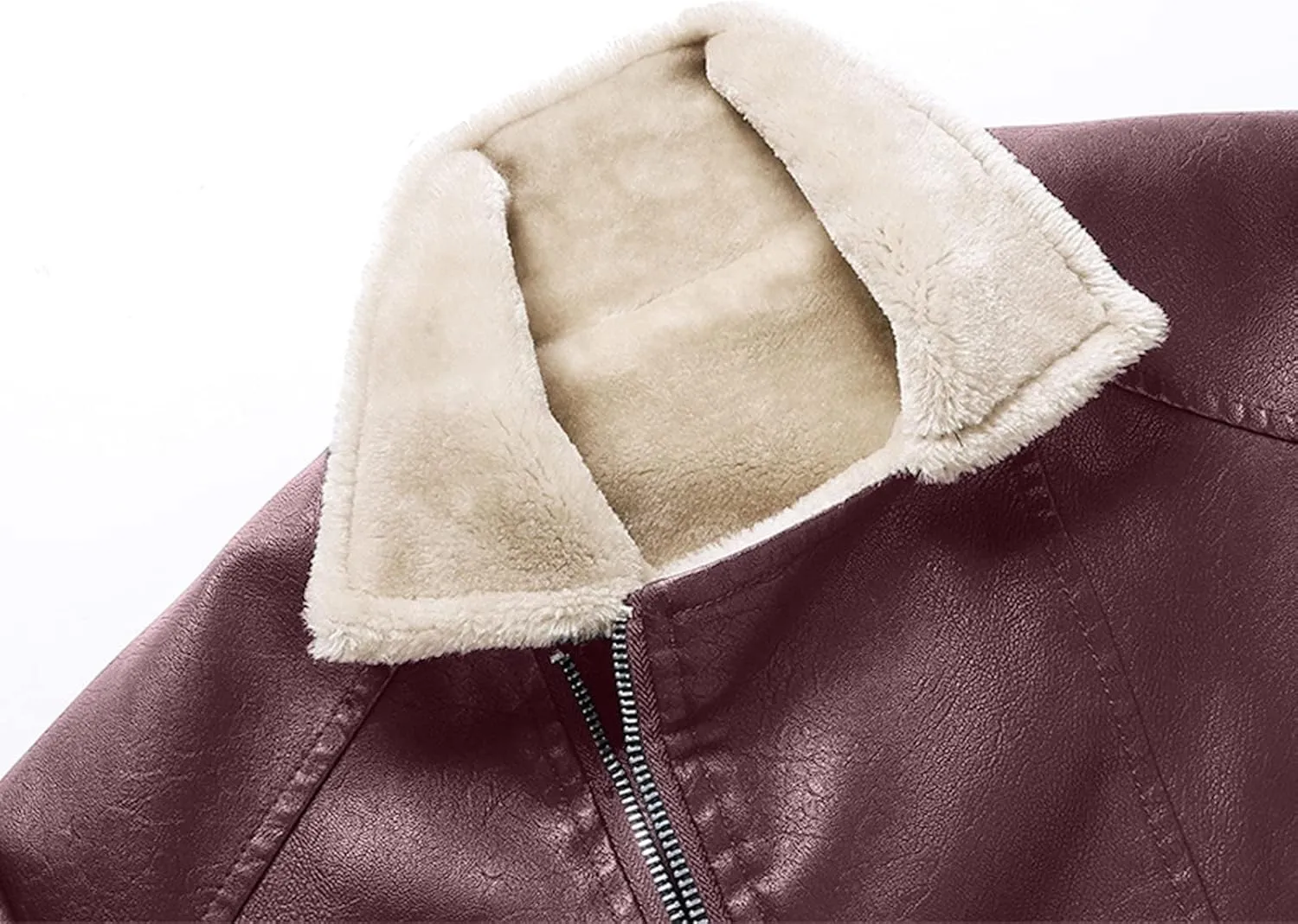 ZYXTIM Men's Classic Fit PU Faux Fur Leather Jackets Winter Sherpa Fleece Lined Aviator Bomber Jacket Windbreaker Outwear